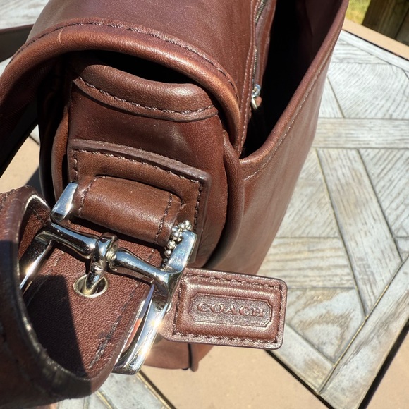Coach vintage brown leather saddle crossbody messenger business bag #5735 unisex - Picture 7 of 12
